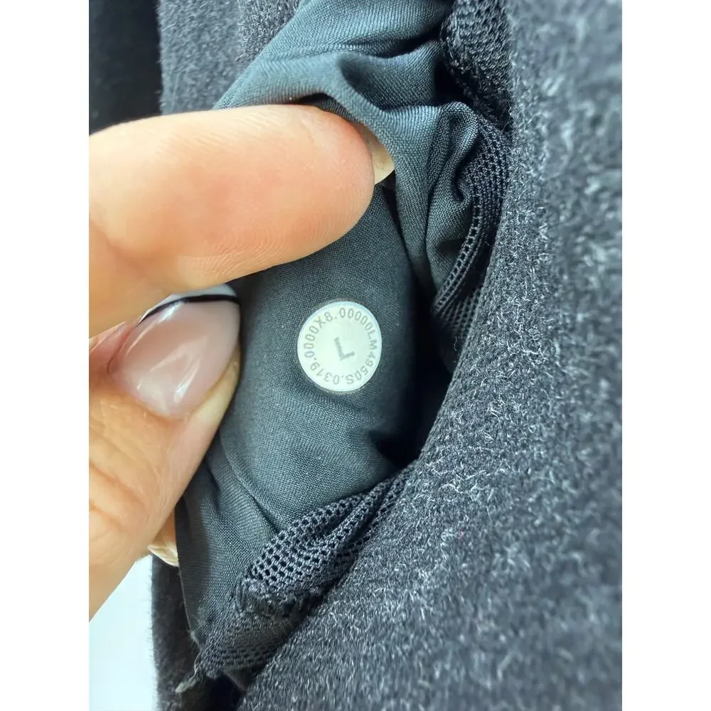 Lululemon Men’s Storm Break Rain Jacket Size L Heathered Black Wool Hooded